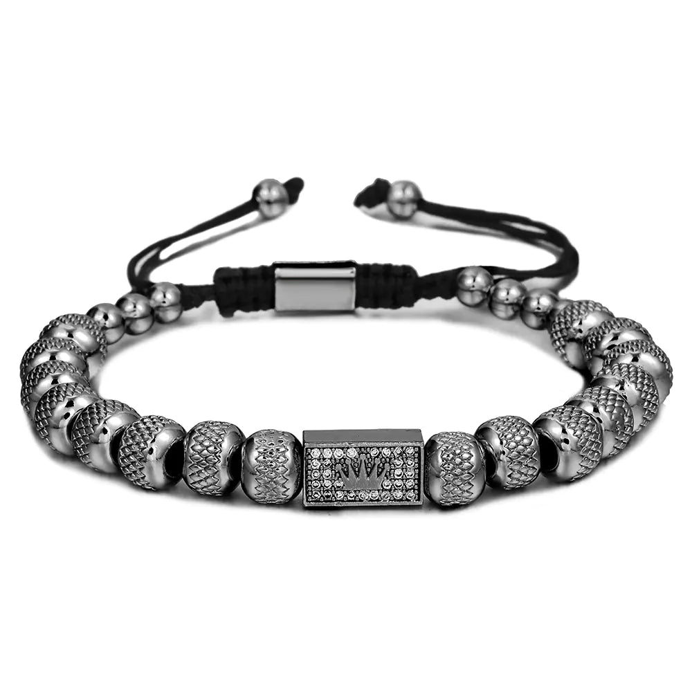 Copper Inlaid Zircon Pineapple Beads Woven Bracelet